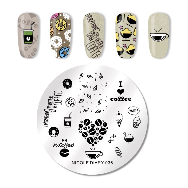 Nicole Dagboek Valentijnsdag Nail Stempelen Plaat Rechthoek Ronde Nail Art Stamp Image Template Diy Nail Plate Print Stencil
