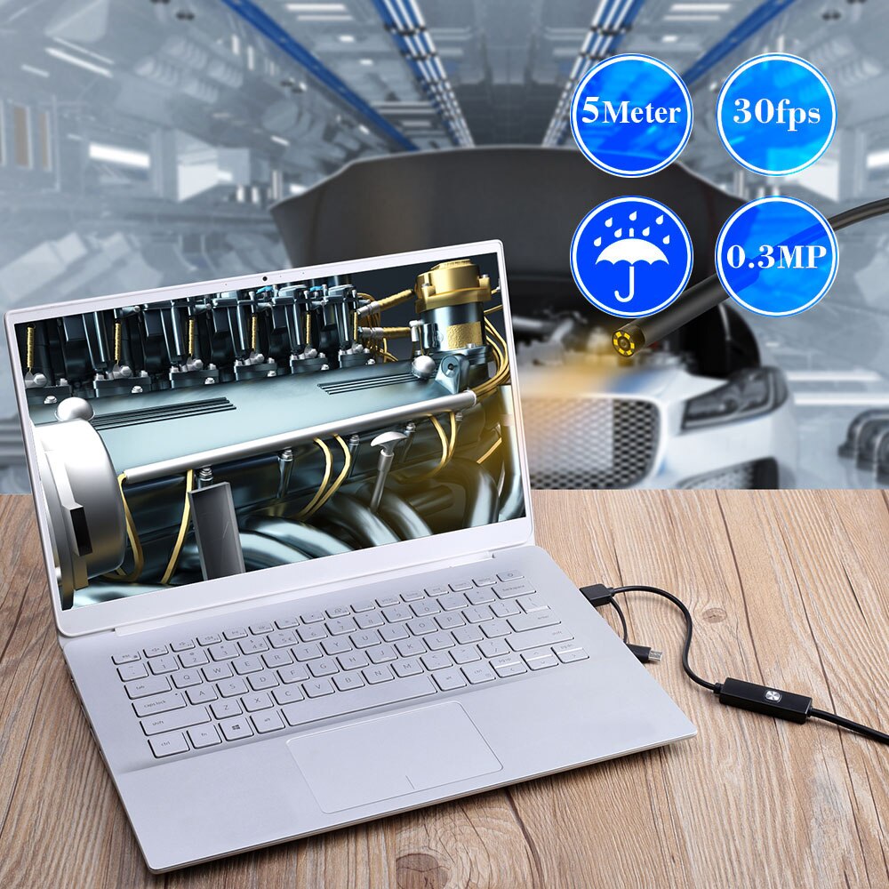 Endoscope 0.3MP Endoscope 3 in 1 Endoscope with Adjustable LEDs 1 meter