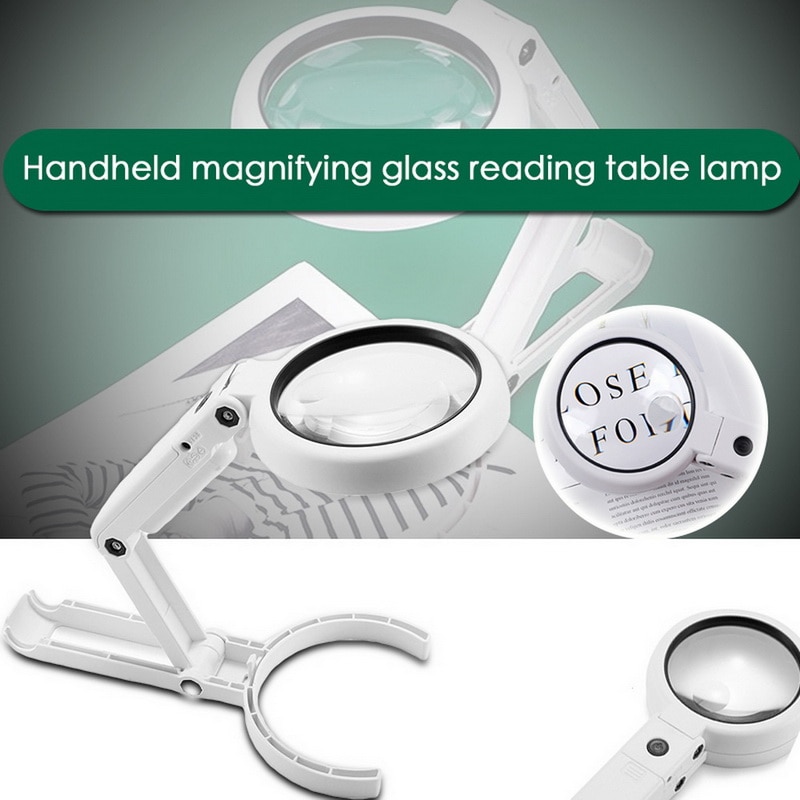 5X 11X Magnifying Glass Dual Use Table Lamp Bright Stand Non Slip Hand Held 8 LED Magnifier Lamp for Reading Crafting Repairing
