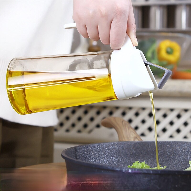 Glass oiler household oil bottle kitchen automatic opening and closing seasoning bottle with lid oil vinegar bottle kitchen tool