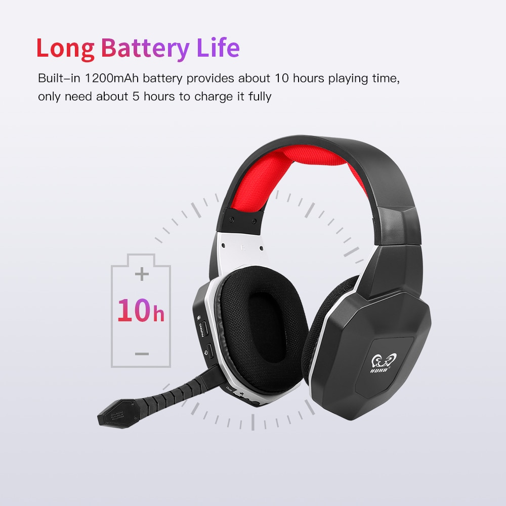 HW-N9U 2,4G kabellos Spielen Headset Virtuelle 7,1 umgeben Klang Headset mit Abnehmbare Mikrofon Ersatz für PS4/PC/Mac