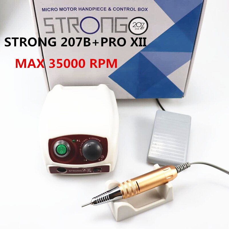 2 Keuzes 65W Sterke 207B 35K 45K Sterke Pro Manicure Machine Nail Boor Kit Voor Nail Polijsten tandheelkunde, pedicure Tool: Deep Blue