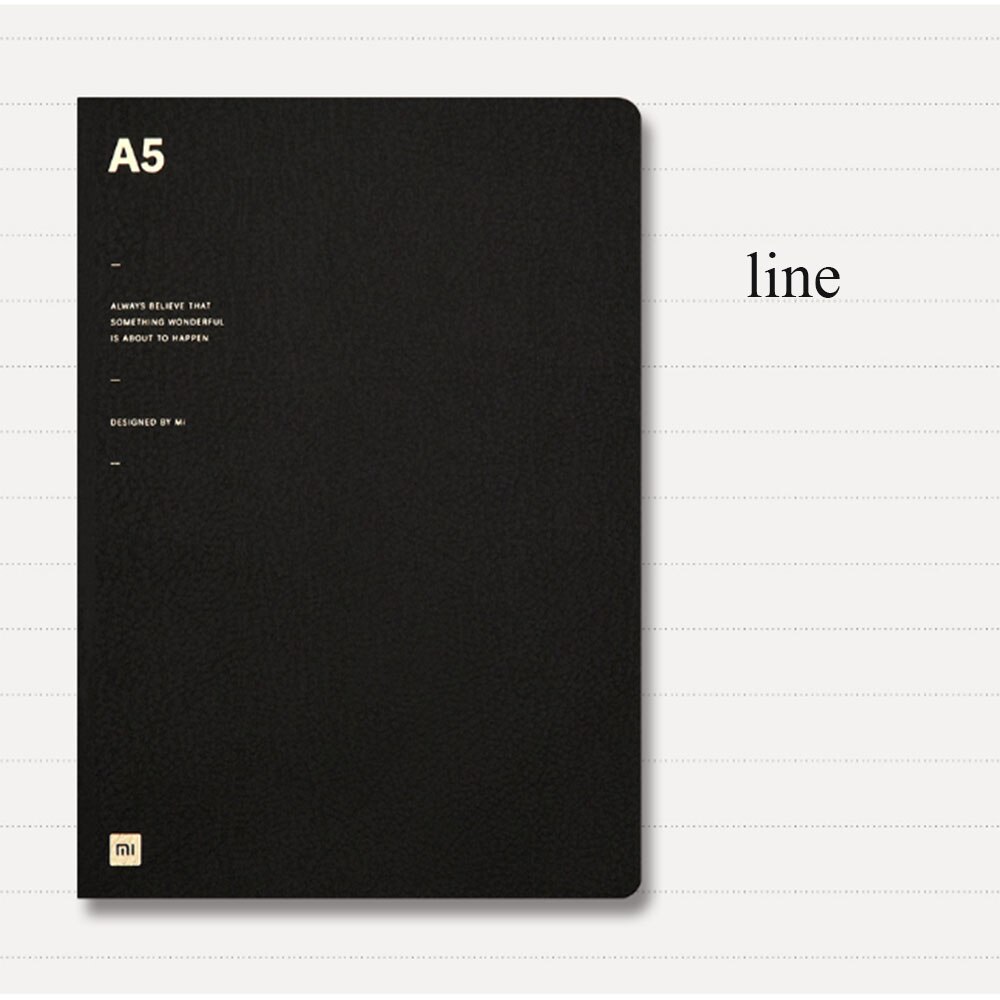 Xiaomi – carnet de notes A5 80g, 64 pages, ligne intérieure, points carrés, papier de papeterie, carnet pour voyage de bureau: Black