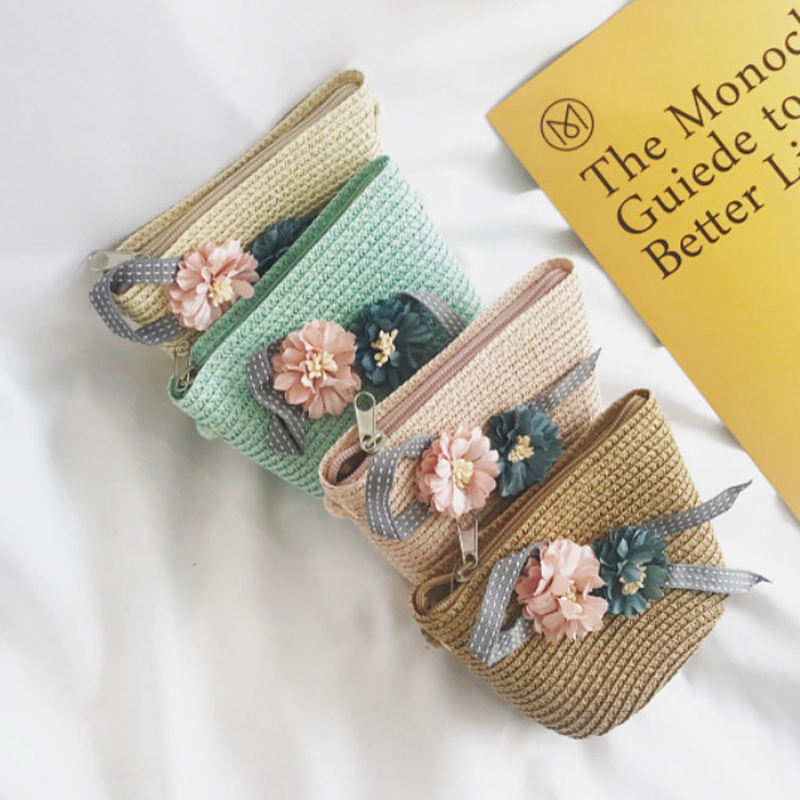 Zomer Rits Portemonnee Handgemaakte Stro Tassen Kinderen Mini Schoudertas Meisjes Handtassen Kinderen Leuke Strand Cross Body tas