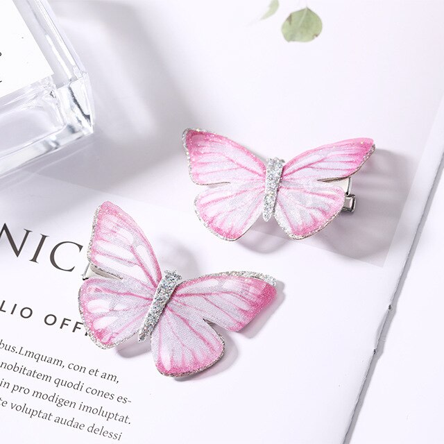 2PCS/Set Baby Fairy Shining Butterfly Hairpins Sequins Hair Clips Barrettes Colorful Clip Kids Party Wedding Cosplay Photography: 7