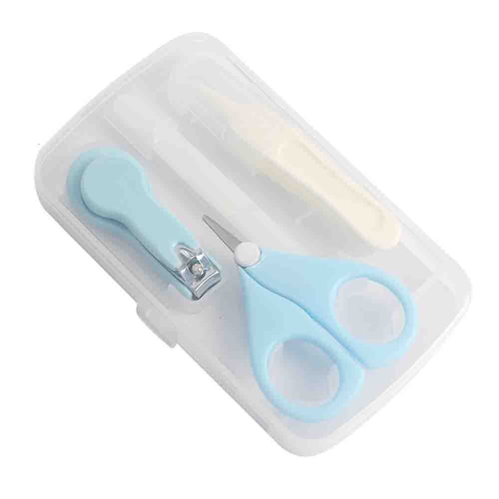 Tijeras de uñas para bebé, juego de combinación de lima de uñas de cuatro piezas, cortauñas de seguridad para bebé: Azul