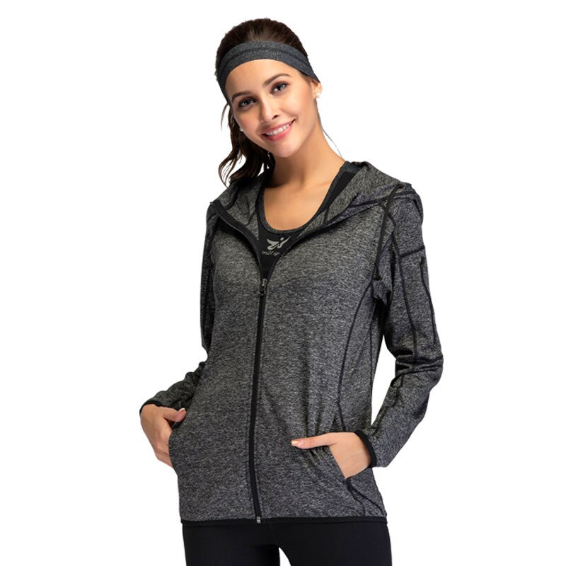 Slanke kvinder løbejakke solid hurtigtørr yoga sportstøj sweatshirt kvindelig fitness gym lynlås jakke sportstøj skjorter: 2xl