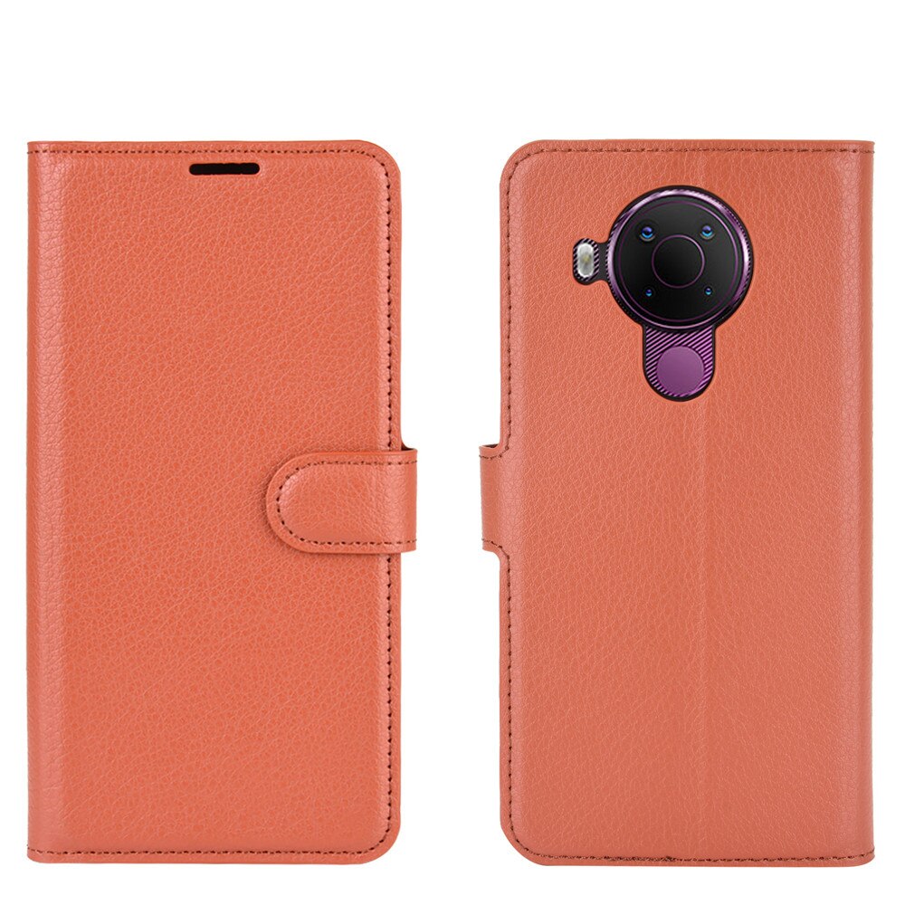 Funda de teléfono de lujo para Nokia 5,4, carcasa protectora de cuero PU con soporte para tarjeta, con tapa y soporte, para Nokia 5,4 de 6,39 pulgadas: Castaño