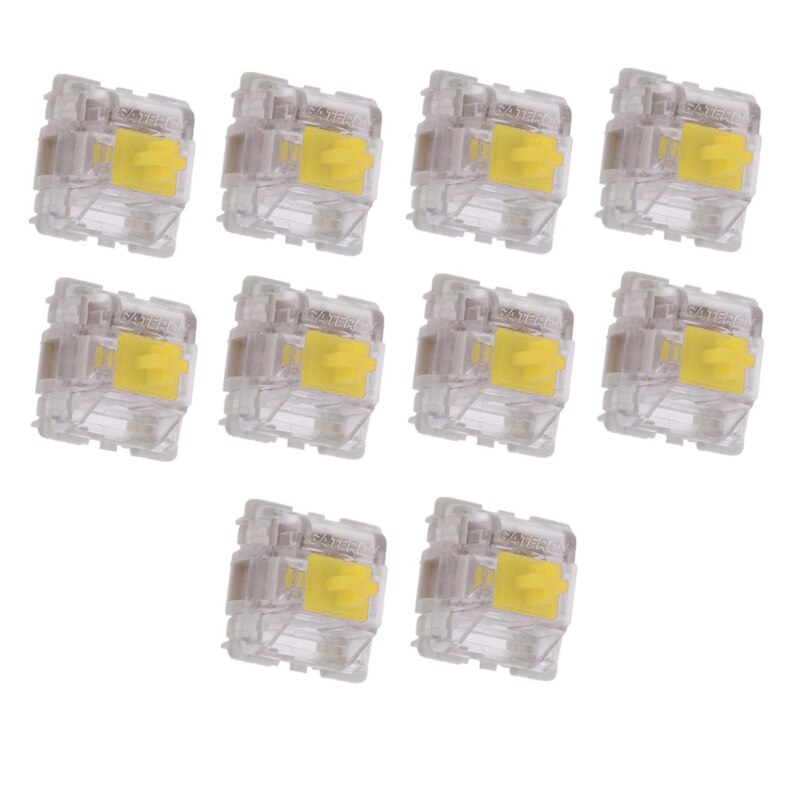 10Pcs/pack Gateron SMD Blue Switches Mechanical Keyboard 3pins Gateron MX Switches Transparent Case fit GK61 GK64 GH60: Yellow