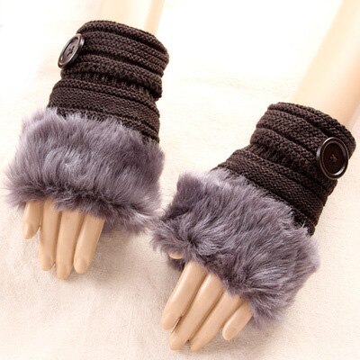 1 Pairs Winter Vrouwen Faux Fur Vingerloze Handschoenen Vrouwelijke Wamer Konijnenbont Half Cover Pols Handschoenen Wanten