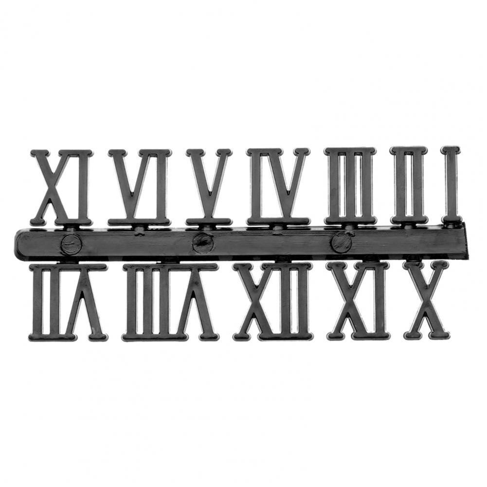 12Pcs/Set Roman Numerals Or Arabic Numerals Clock Accessories For Quartz Clock Dial Repair DIY Clock Replacement Mechanism: Black