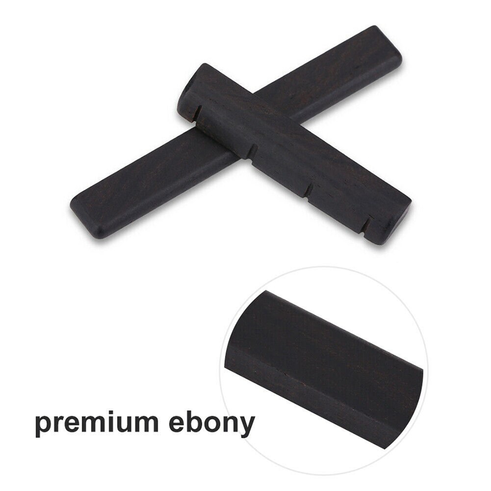 2pcs Ukulele Ebony Slotted Bridge Saddle Nut Musical Instrument Replacement Part Classical Electric Acoustic Guitar Nut Set