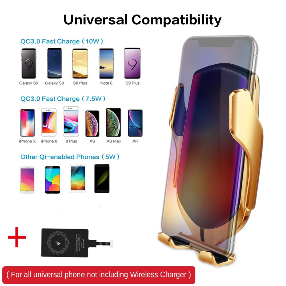 Dropshipping Automatico di Bloccaggio 10W Caricabatteria da Auto Senza Fili per Il Iphone Xs Huawei LG a Raggi Infrarossi Induzione Qi Wireless Caricabatteria da Auto