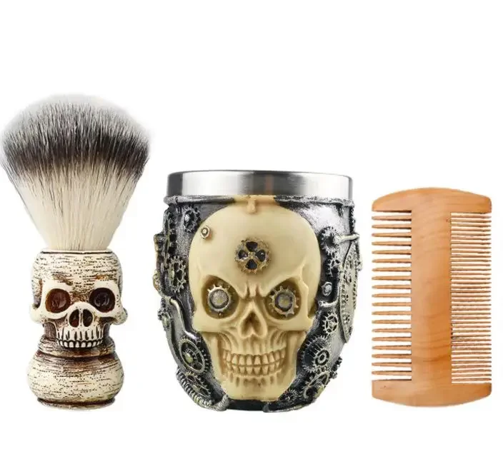 Barber Rasierpinsel männer Bart Reinigung Pinsel Schäumen Seife Schüssel Salon Rasieren Werkzeuge Rasieren Schüssel Haar Pinsel Bart Pinsel Sets: YELLOW
