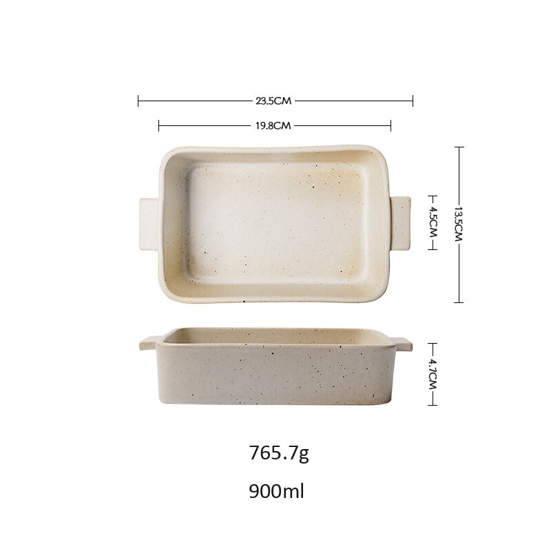 Chyir Keramische Ovenschaal Roosteren Lasagne Platen Rechthoekige Kom Bakvormen Pan Met Handvat Keuken Servies Magnetron: Beige