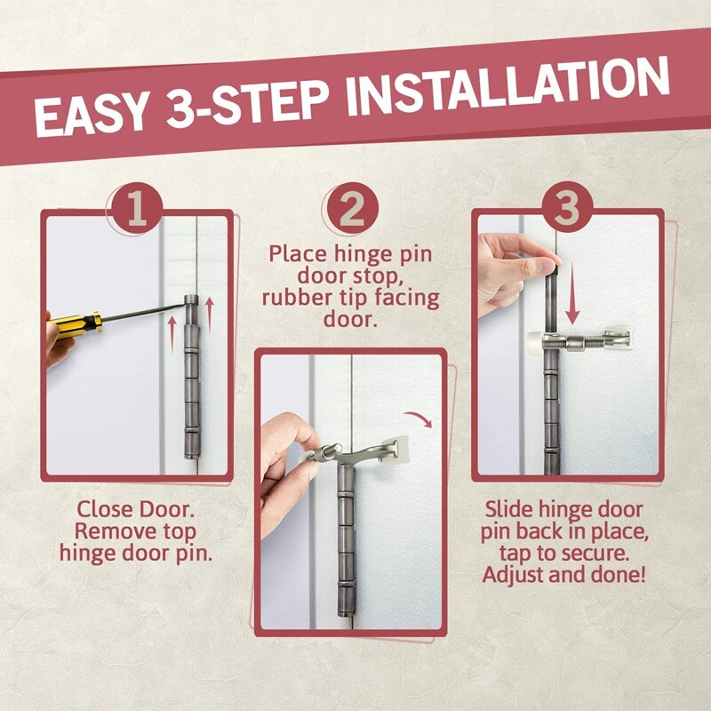 Tope de puerta de pasador de bisagra, práctico Tope de puerta para bisagras de puerta, construcción de Metal resistente y duradera, 7 paquetes
