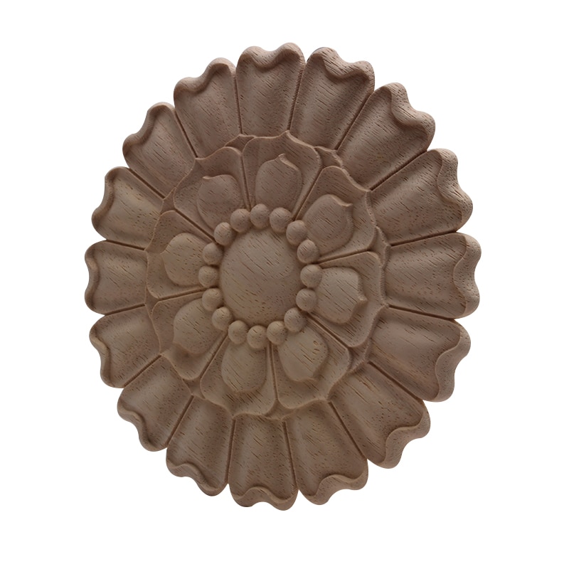 European Antique Unpainted Floral Oval Wooden Furniture Decoration Accessories Corner Wood Applique Wood Mouldings Wood Decal