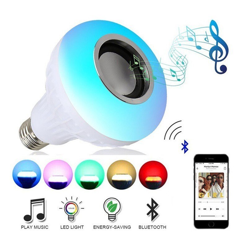 12W E27 Smart Led Licht Muziekspeler Audio met Afstandsbediening LED Bulb110V 220V Draadloze Bluetooth Speaker RGB lamp licht