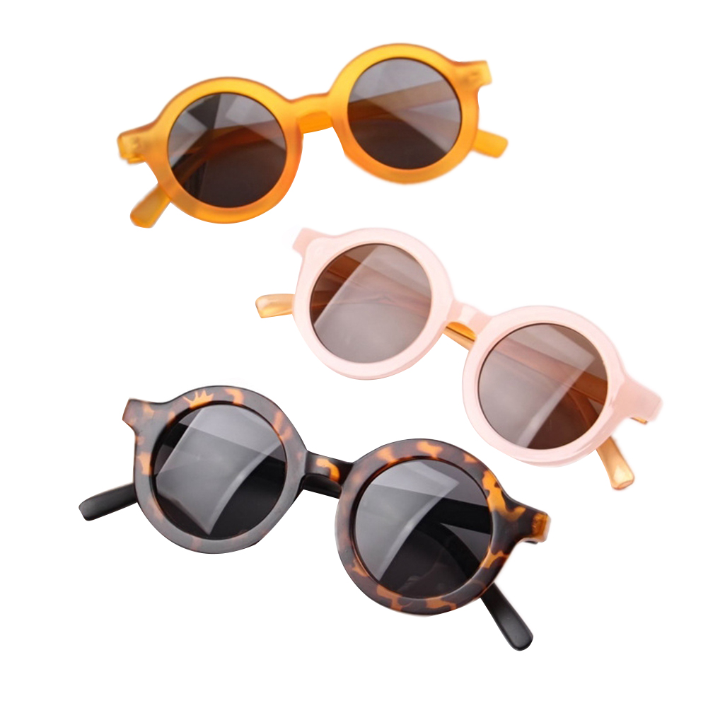 Zomer Mode Retro Ronde Kids Zonnebril Anti Uv Beschermende Zuigeling Silicone Veiligheid Bril Voor Kinderen Meisjes Jongens Brillen