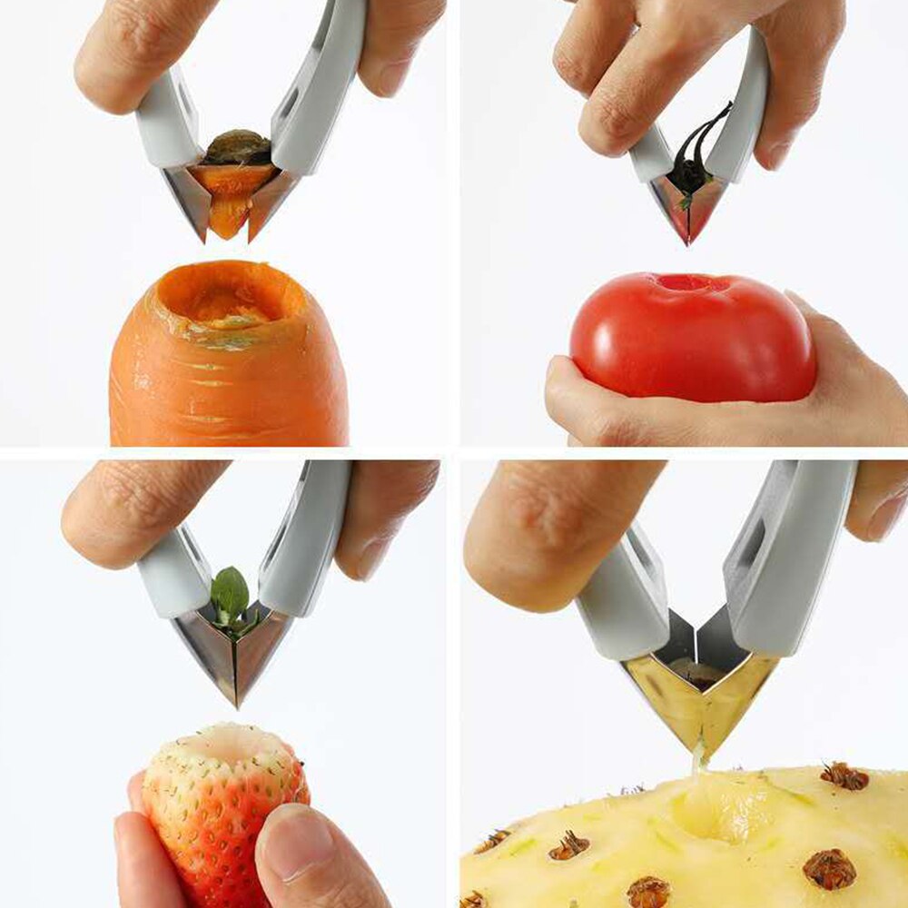 Rvs Pedicle Remover Stem Picker Ananas Eye Dunschiller Remover Clip Aardbei Tomaat Plukken Mes Thuis Keuken Tool