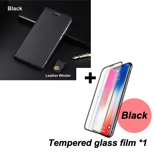Oneplus 7 7T Case Lederen Flip Voor Onplus 3 3T 5 5T 6 6T Telefoon magnetische Cover Case Stand: oneplus 5T / black with Glass