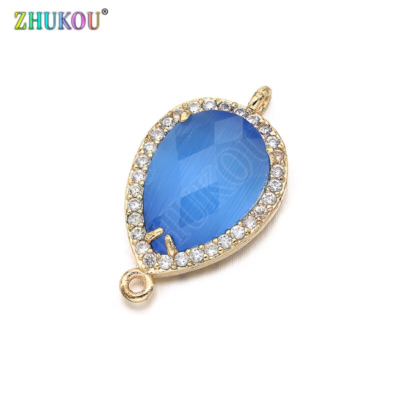 14*23mm Messing Zirconia Waterdruppels vorm Connectors DIY Sieraden Bevindingen Maken, Gat: 1.0mm Model: VS297