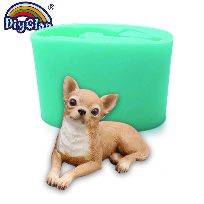 3D Hond Vorm Silicone Klei Mallen Big Size Chihuahua Pommeren Shih Tzu Gips Dier Kaars Mould Voor Cake Topper Bakken gereedschap: S0602XG