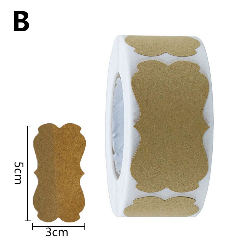 300Pcs Kraft Stickers Paper Labels Blank Christmas for Jar Candle Glass Bottle Office Food Classification Kitchen Sticker: B