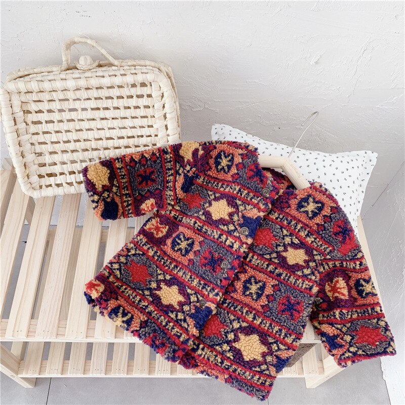 freundlicher Baumwolle Gefütterte Jacke Baby Mädchen Winter Mantel Kleinkind Junge Polar- Vlies Stern aufbringen Spitzen Langarm Einreiher lässig: rot / 12M(80)