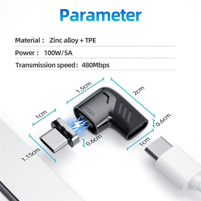 100W Usb C Naar Type C Magnetische Lading Adapter ... – Vicedeal