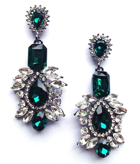 2022 Rhinestone Dangle Earrings High Green Blue Pendant Crystal Earrings Xmas Jewelry For Women: Green