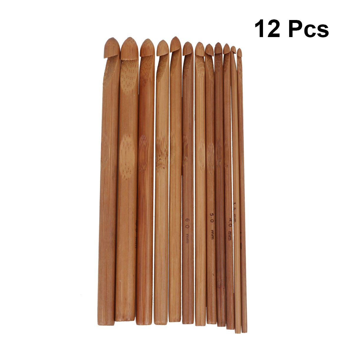 12 Stuks Verschillende-Sized Bamboe Haaknaalden Breinaalden (3.0Mm Tot 10Mm)