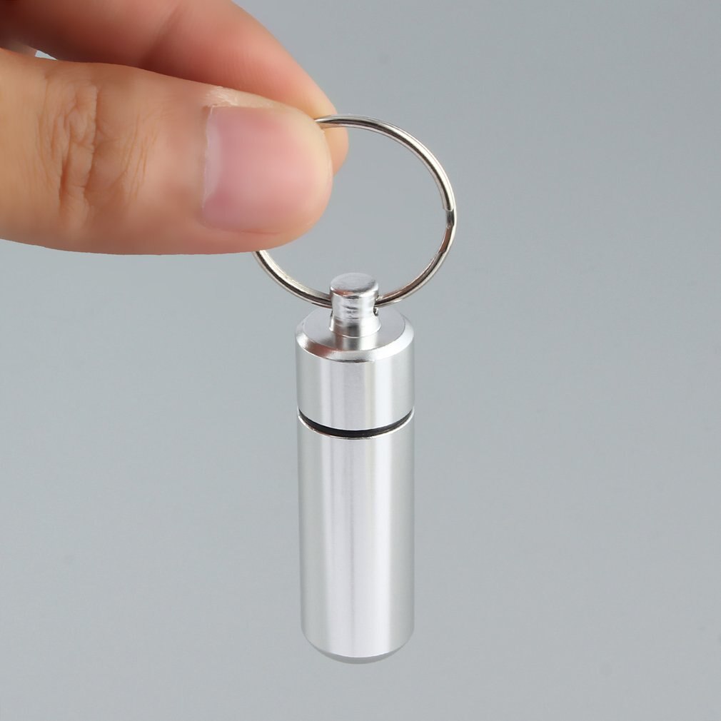 Mini Draagbare Reizen Pil Geneeskunde Box Case Waterdichte Container Sleutelhanger Gereedschap Capsule Fles Sleutelhanger Keten Ehbo Geneeskunde