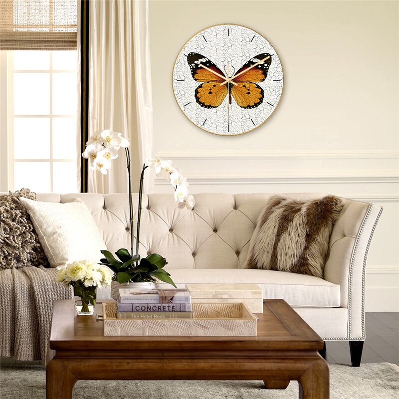 Horloge murale à 3d niveaux avec motif cheval blanc et coutures, style nordique et moderne, style phnom penh, décoration de salon