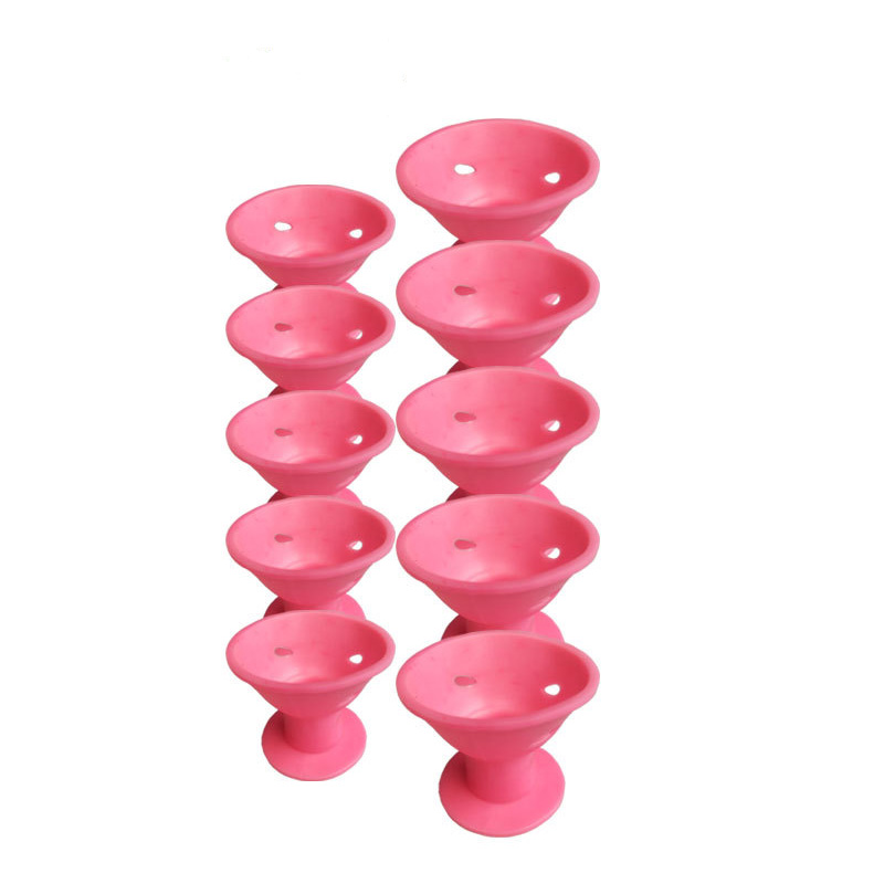 10Pcs Soft Rubber Hair Curlers Silicone Heatless Hair Rollers Clips No Hurt Hair Rollers Hairdressing DIY Hair Styling Tools: black