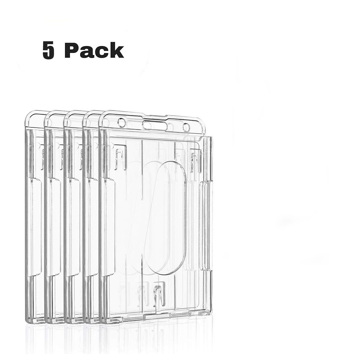 5 Pack Transparente Vertical (2-3 Cartões) ID Badge Holder Caso Claro de Plástico Rígido 2-Sided Pesados Trabalhador Tampa Do Cartão de Crédito
