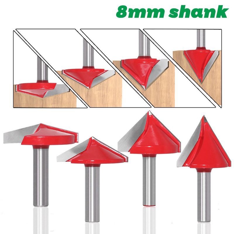 1 stuk 8mm 3d v graveerbit cnc-frees voor houtbewerking wolfraam houtbewerking 60/90/120/150 graden frees