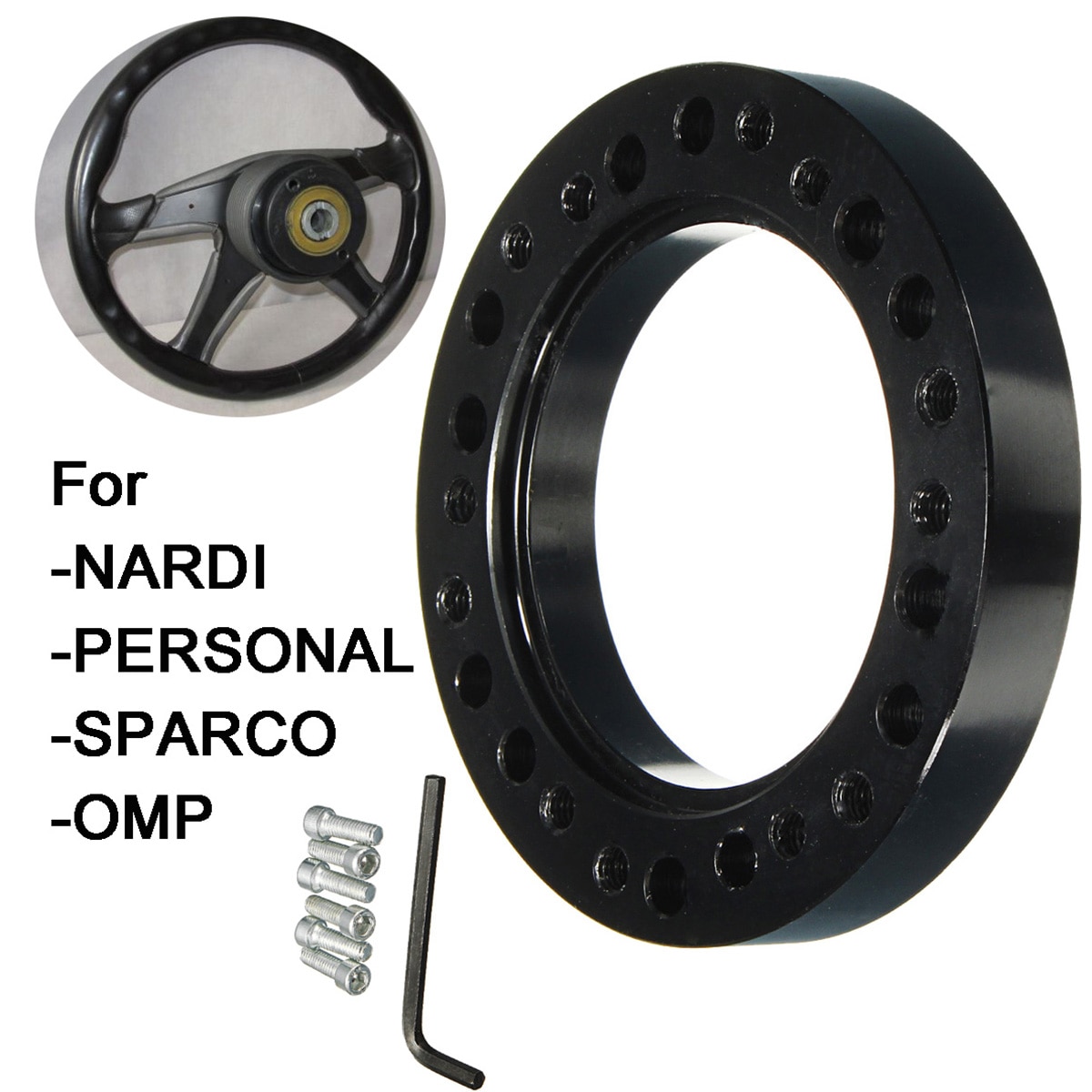 Zwarte Stalen Ring Wielnaaf Adapter Spacer Kit Voor NARDI voor PERSOONLIJKE