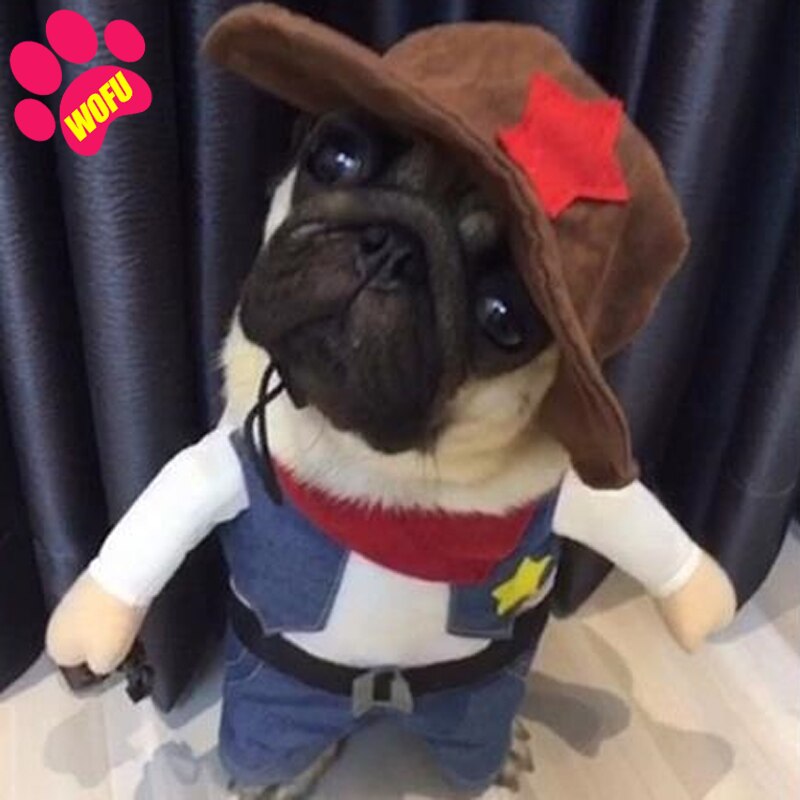 WOFUWOFU Westworld Funny Cowboy Jacket Suit - Super Cute Costumes for Small Dogs &amp; Cats