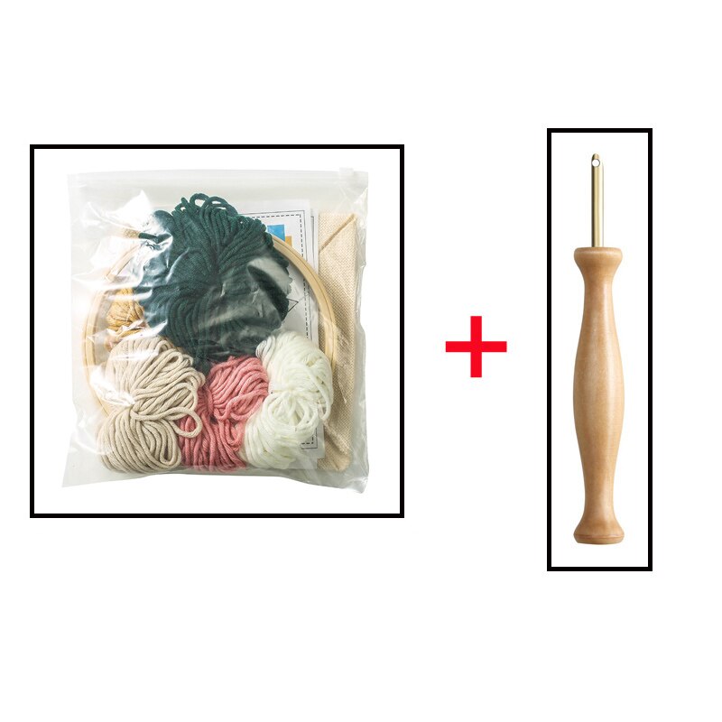 Landscape Easy DIY Punch Needle Embroidery Kit with Hoop Cross Stitch Set for Beginner Handmade Sewing Art Craft Home Decor: Punch needle kit