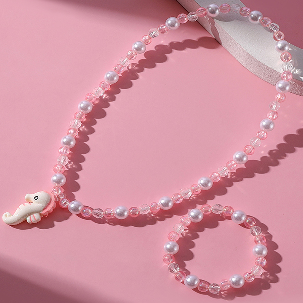 Conjunto de pulsera y collar dulce para niños, collar con cuentas coloridas de caramelo para niñas, joyería DIY al por mayor