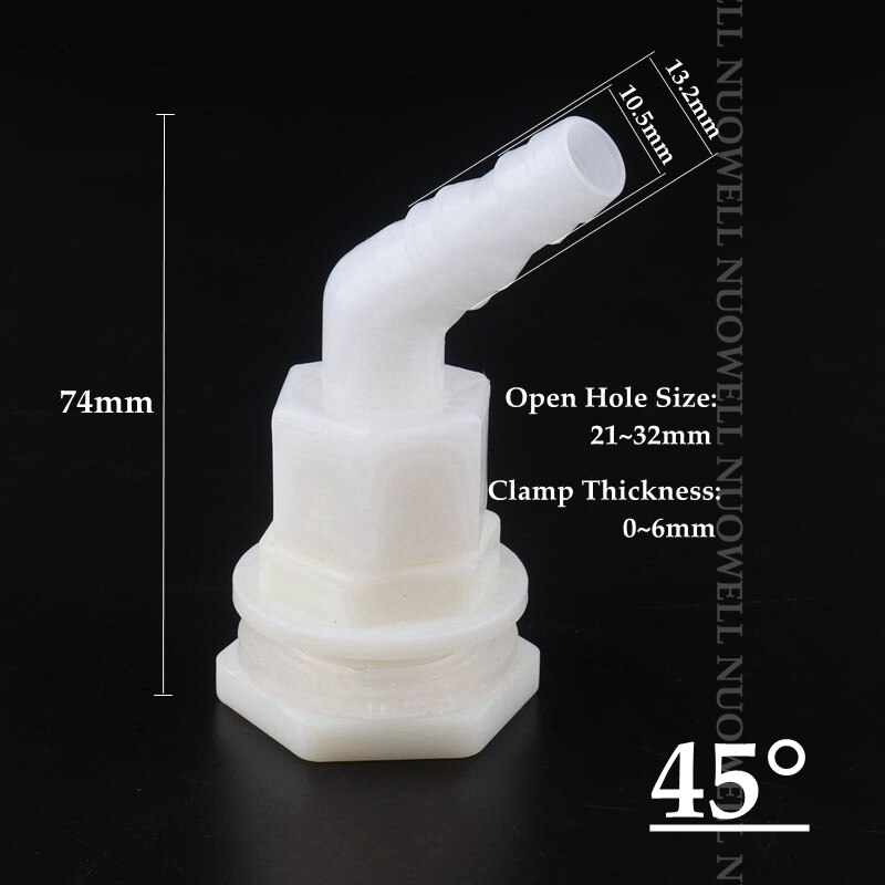 4Sets 1/2" ABS Aquarium Fish Tank Outlet Connectors Water Tank Adapter Bucket Joints Connector Drainage Pipe Fittings