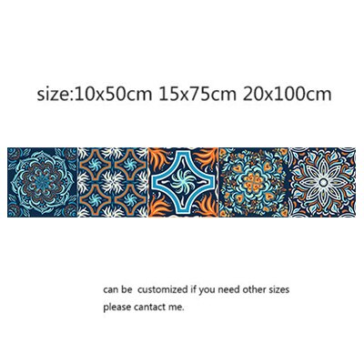 Mandala autoadhesivo árabe, pegatinas de pared, Anti aceite, impermeable, azulejos de imitación, cocina, decoración de baño, arte de pared: 6 / 10x50cm