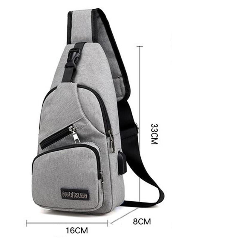 Male Shoulder Bags USB Charging Crossbody Bags Men Anti Theft Chest Bag School Short Trip Messengers Bag Canvas Waist Pack