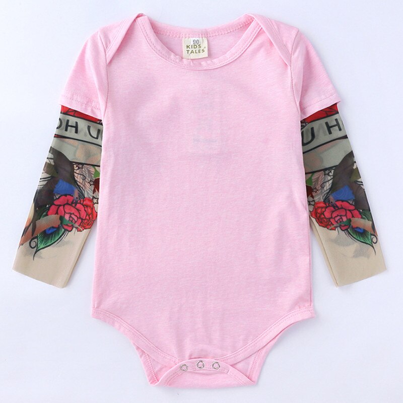 Respirant infantile body printemps automne bébé filles fleur tatouage modèle à manches longues col rond combinaison: 12M