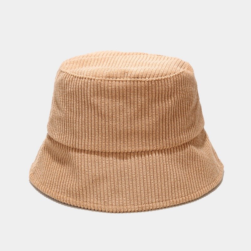 Efterår vinter klassisk corduroy spand hat udendørs panama harajuku fiskeri spand hatte til kvindelig mandlig unisex afslappet hue: Khaki