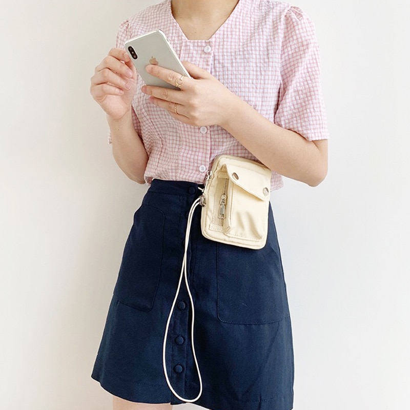 Solid Color Women Mini Crossbody Phone Bag Brand Ladies Crossbody Shoulder Bag Street Style Nylon Purse Whole