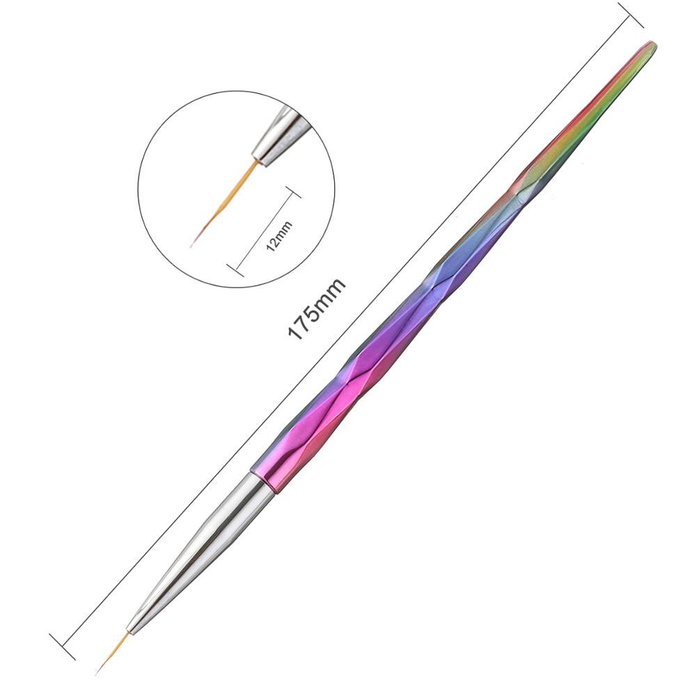 1 pièces strass diamant brosse à ongles Nail Art manucure brosses ensemble ligne fleur stylo pointillage peinture bricolage acrylique brosse à ongles Liner: 11