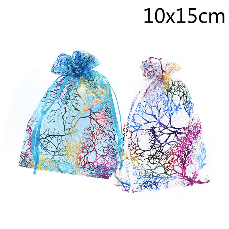 10Pcs Sieraden Pouch Bags Bruiloft Gunsten Organza Zakjes Decoratie Willekeurige