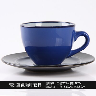Kontinental farge kaffekoppsett britisk italiensk stil cappuccino mokka keramisk kaffekoppsett jul: Blå